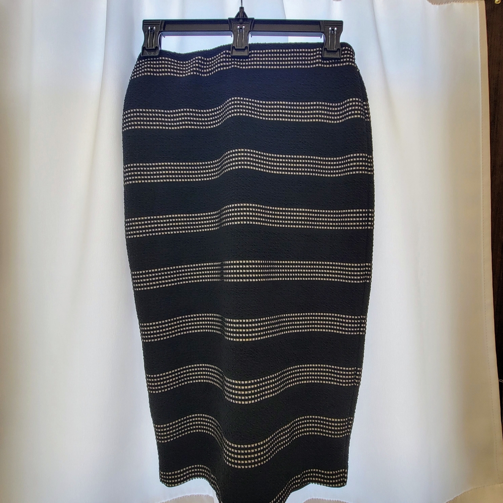 New York & Company Black and White Midi Pencil Skirt